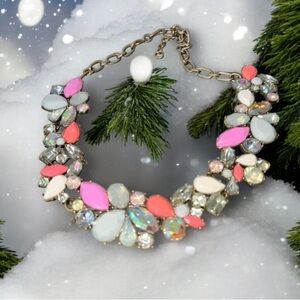 J Crew Creme Brûlée Iridescent Crystal and Gem Necklace